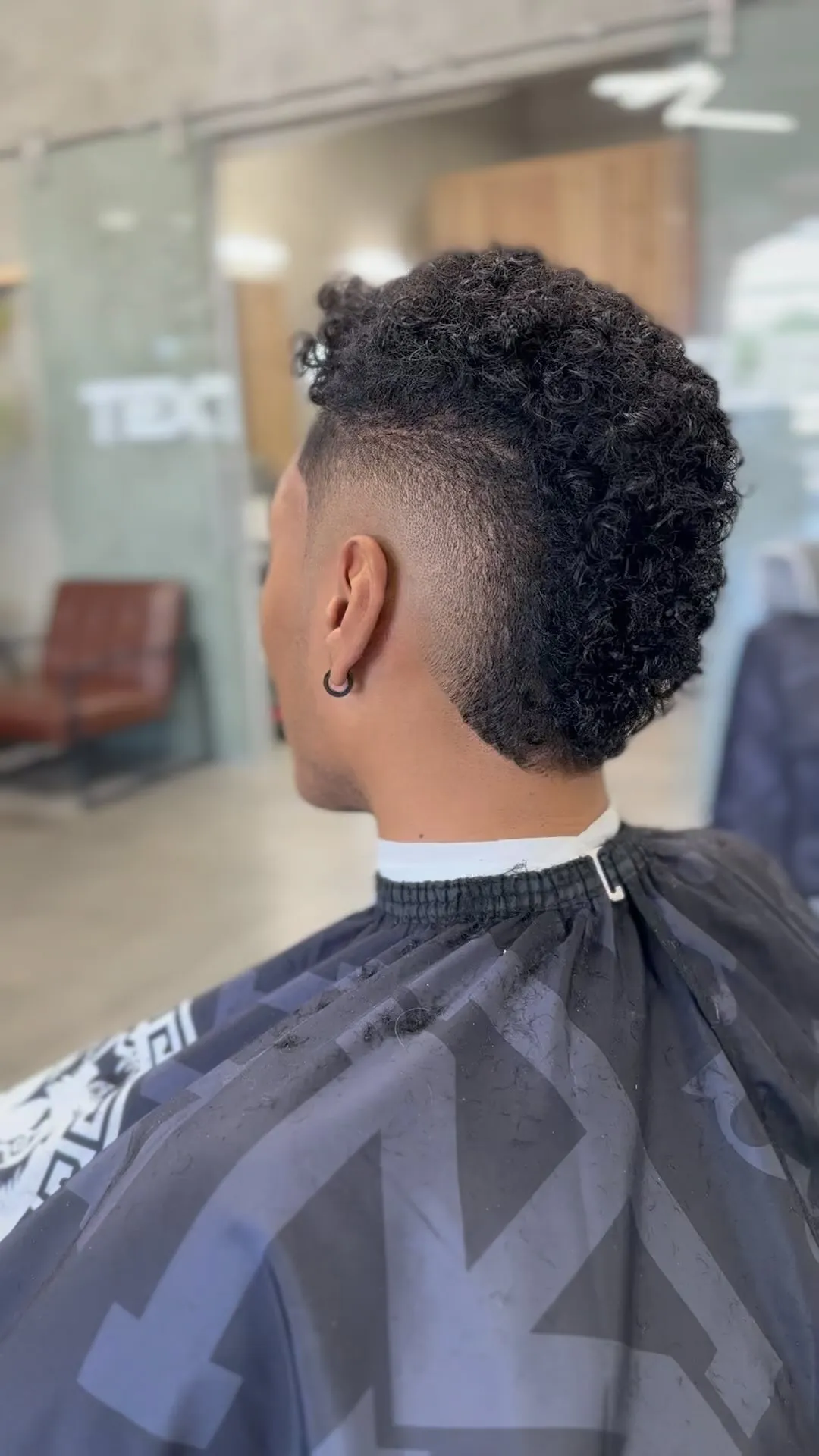 Curly top with tapered fade