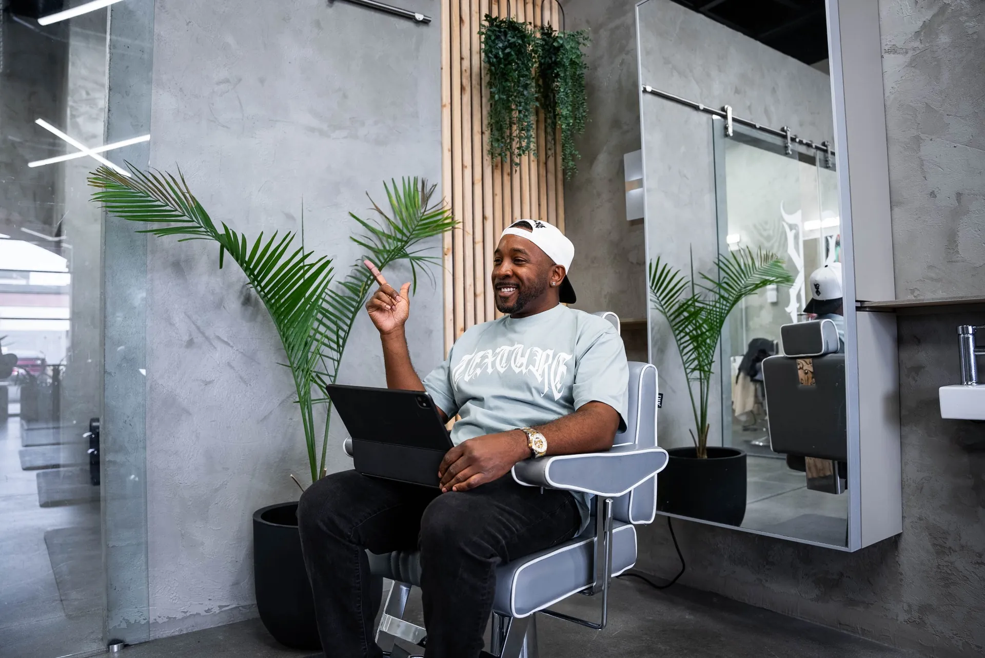 Dominique, owner of Texture, in the studio